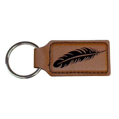 Keychain - Rectangle - Feather - Leather