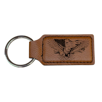 Keychain - Rectangle - Eagle Flag - Leather