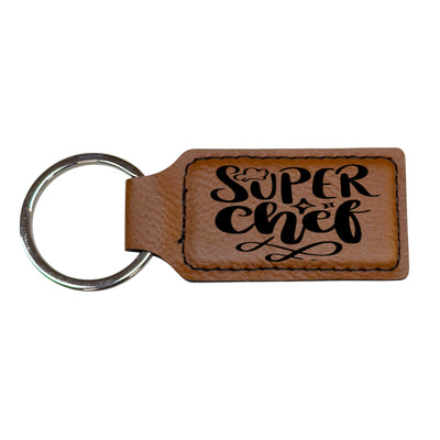 Keychain - Rectangle - Super Chef - Leather