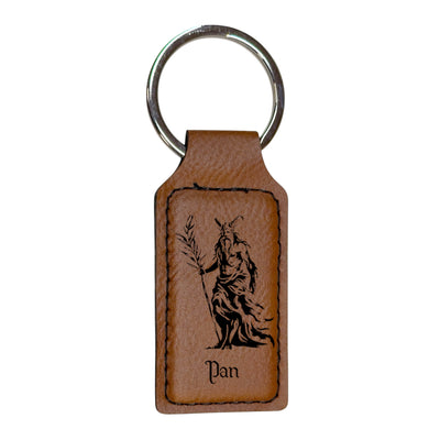 Keychain - Rectangle - Pan God of Nature - Leather