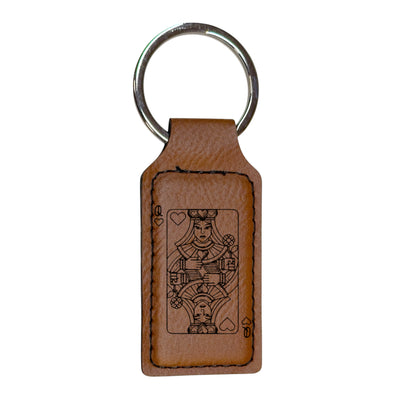 Keychain - Rectangle - Queen of Hearts - Leather