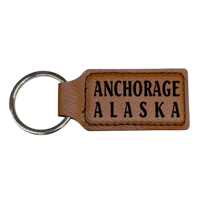 Keychain - Rectangle - Anchorage Alaska - Leather
