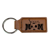 Keychain - Rectangle - Soccer Mom - Leather