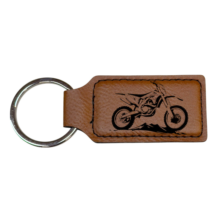 Keychain - Rectangle - Dirt Bike - Leather