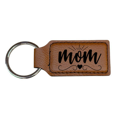 Keychain - Rectangle - Mom - Leather
