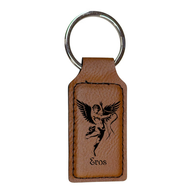 Keychain - Rectangle - Eros God of Love - Leather