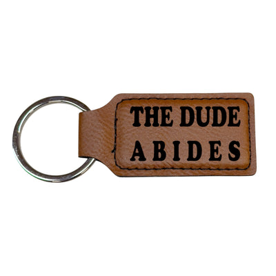 Keychain - Rectangle - The Dude Abides - Leather