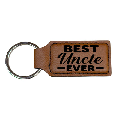 Keychain - Rectangle - Best Uncle Ever - Leather