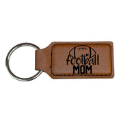 Keychain - Rectangle - Football Mom - Leather