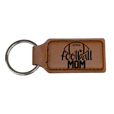 Keychain - Rectangle - Football Mom - Leather