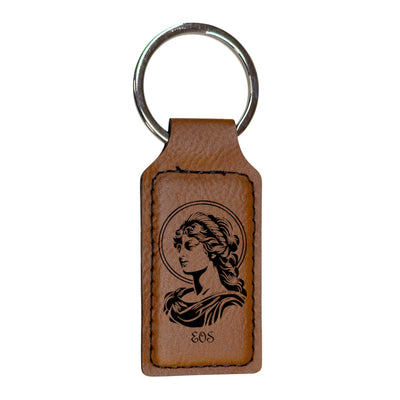 Keychain - Rectangle - Eos Goddess of Dawn - Leather