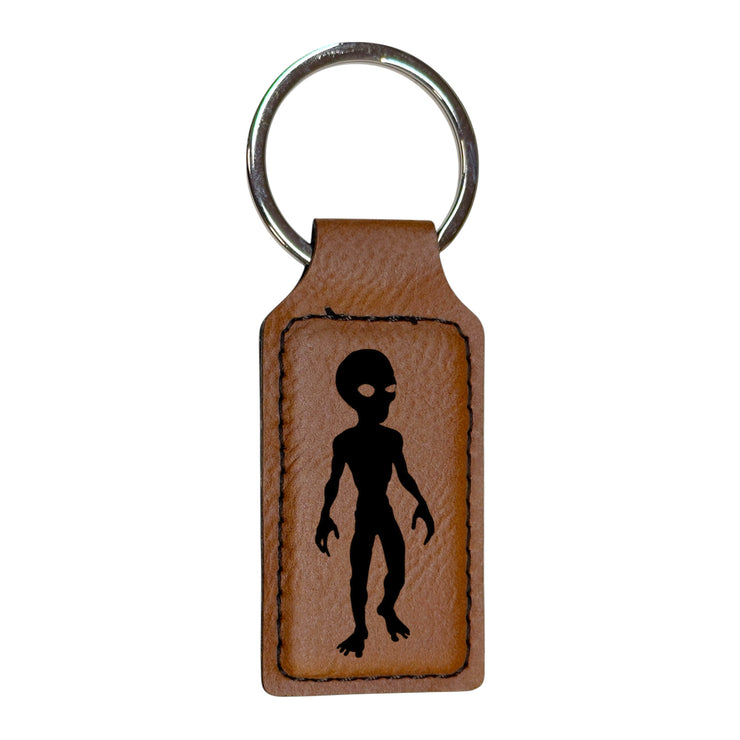 Keychain - Rectangle - Alien - Leather 3" x 1 3/4"
