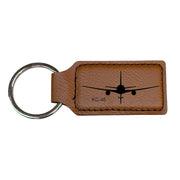 Keychain - Rectangle - KC-47 Plane - Leather 3" x 1 3/4"