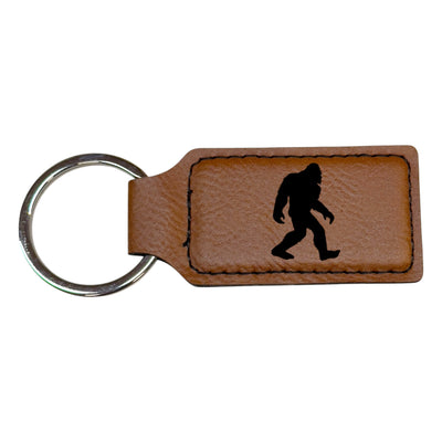 Keychain - Rectangle - Bigfoot Sasquatch - Leather