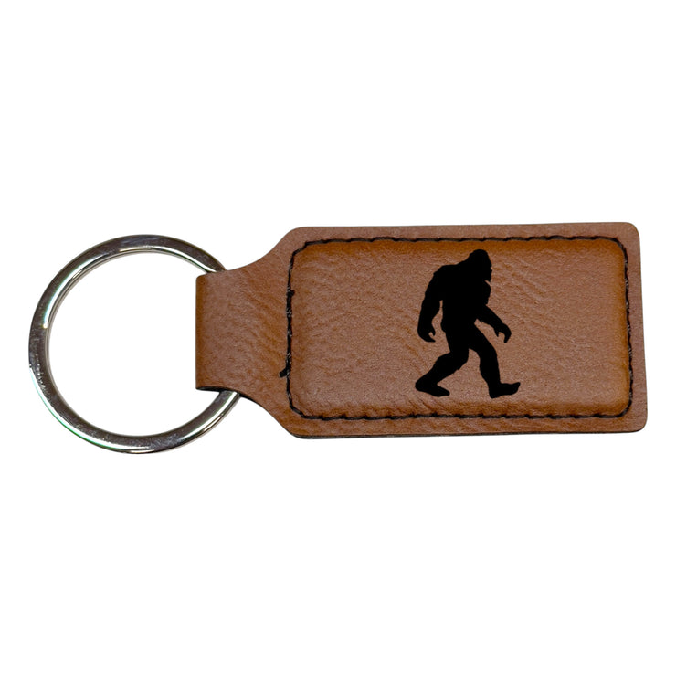 Keychain - Rectangle - Bigfoot Sasquatch - Leather