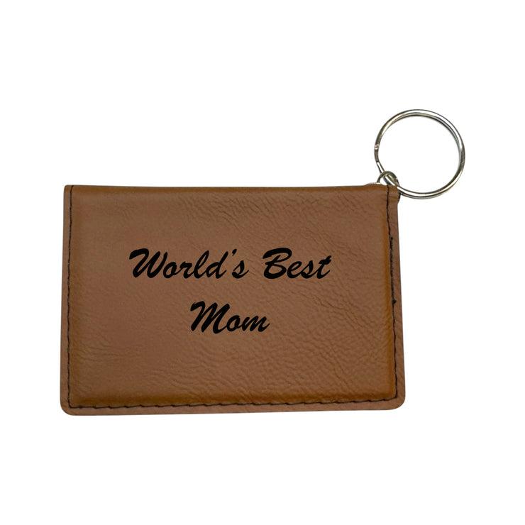 Keychain ID Holder Wallet - Worlds Best Mom Leather