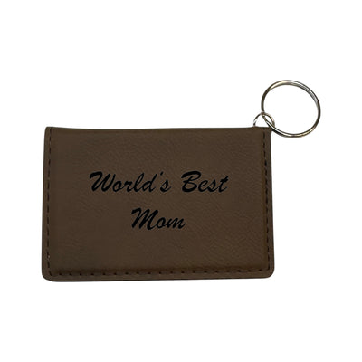 Keychain ID Holder Wallet - Worlds Best Mom Leather