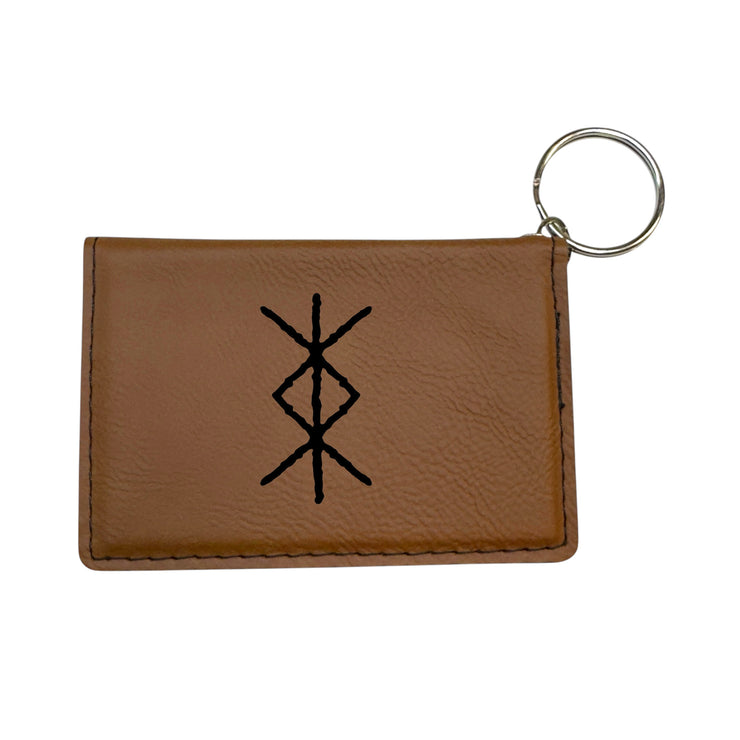Keychain ID Holder Wallet - Viking Protection Rune - Leather