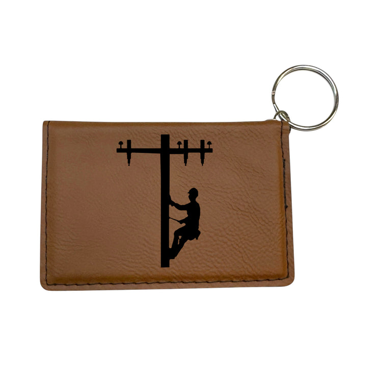 Keychain ID Holder Wallet - Lineman - Leather