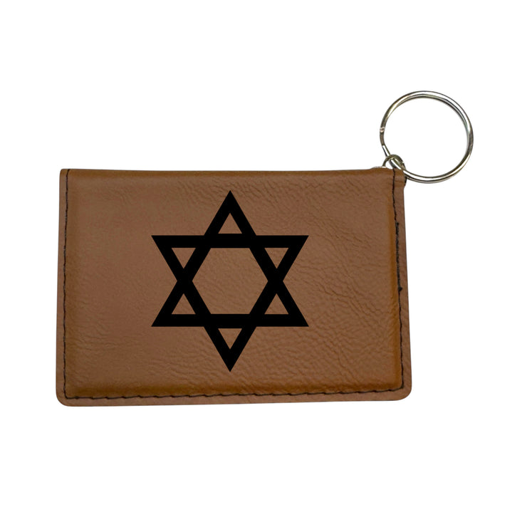 Keychain ID Holder Wallet - Star of David - Leather