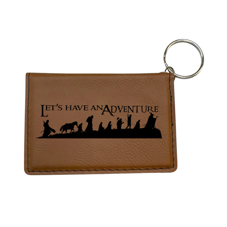 Keychain ID Holder Wallet - Lets Have an Adventure - Leather