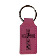 Keychain - Rectangle - Celtic Cross - Leather