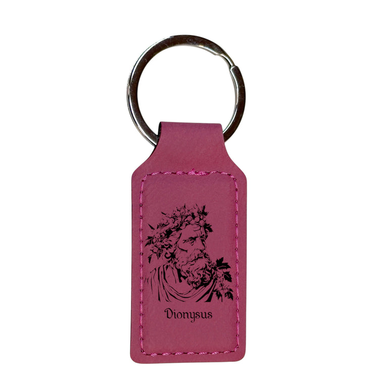 Keychain - Rectangle - Dionysus God of Wine - Leather