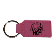 Keychain - Rectangle - Football Mom - Leather