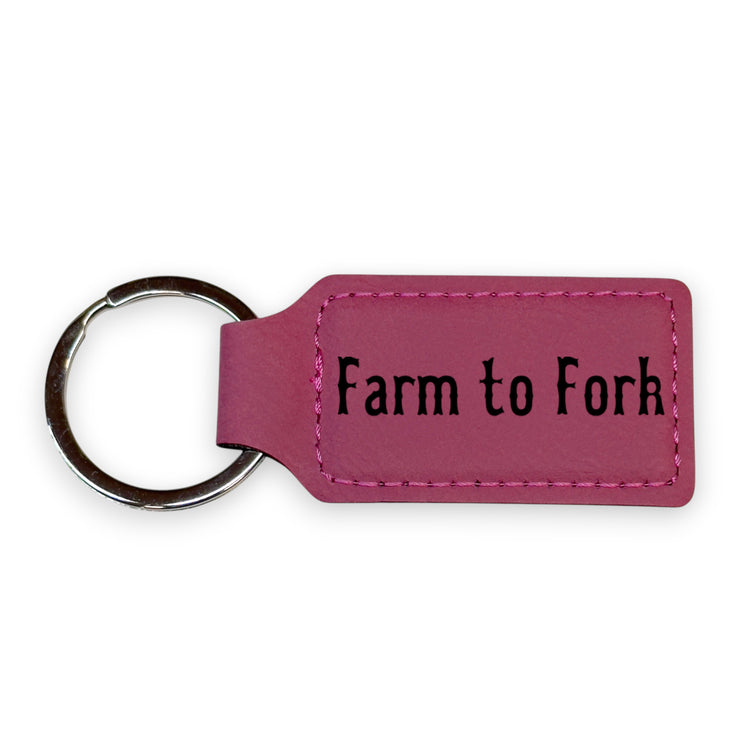 Keychain - Rectangle - Farm to Fork - Leather