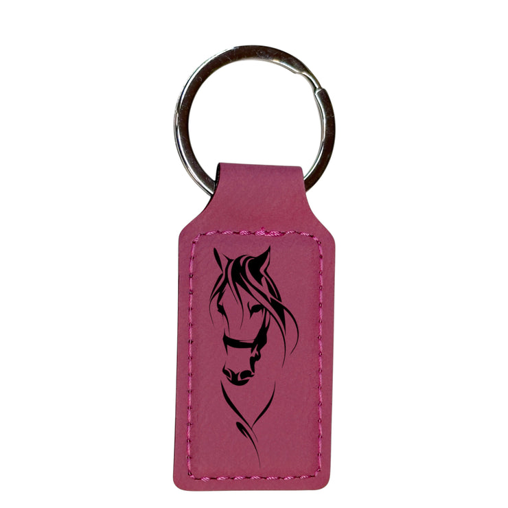 Keychain - Rectangle - My Horse - Leather
