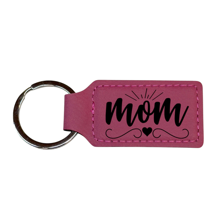Keychain - Rectangle - Mom - Leather