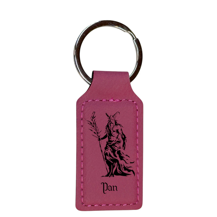 Keychain - Rectangle - Pan God of Nature - Leather