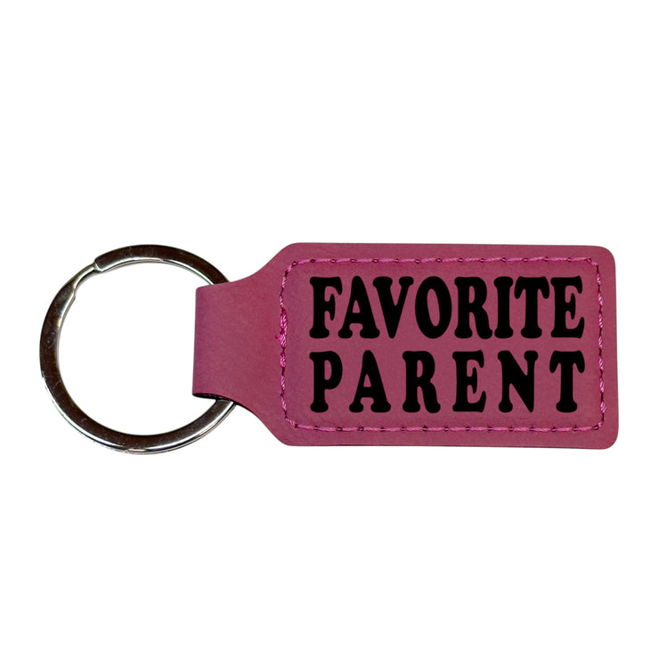 Keychain - Rectangle - Favorite Parent - Leather