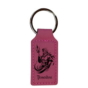 Keychain - Rectangle - Poseidon God of the Sea - Leather