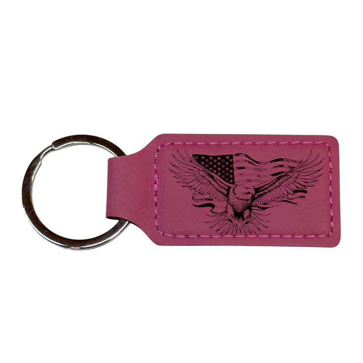 Keychain - Rectangle - Eagle Flag - Leather
