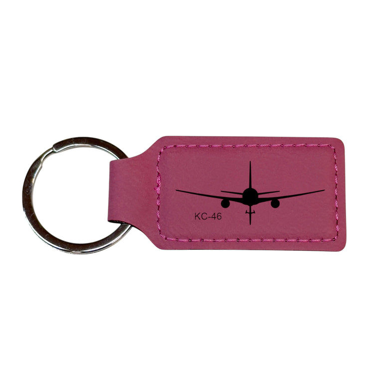 Keychain - Rectangle - KC-47 Plane - Leather 3" x 1 3/4"