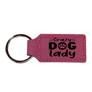 Keychain - Rectangle - Crazy Dog Lady - Leather