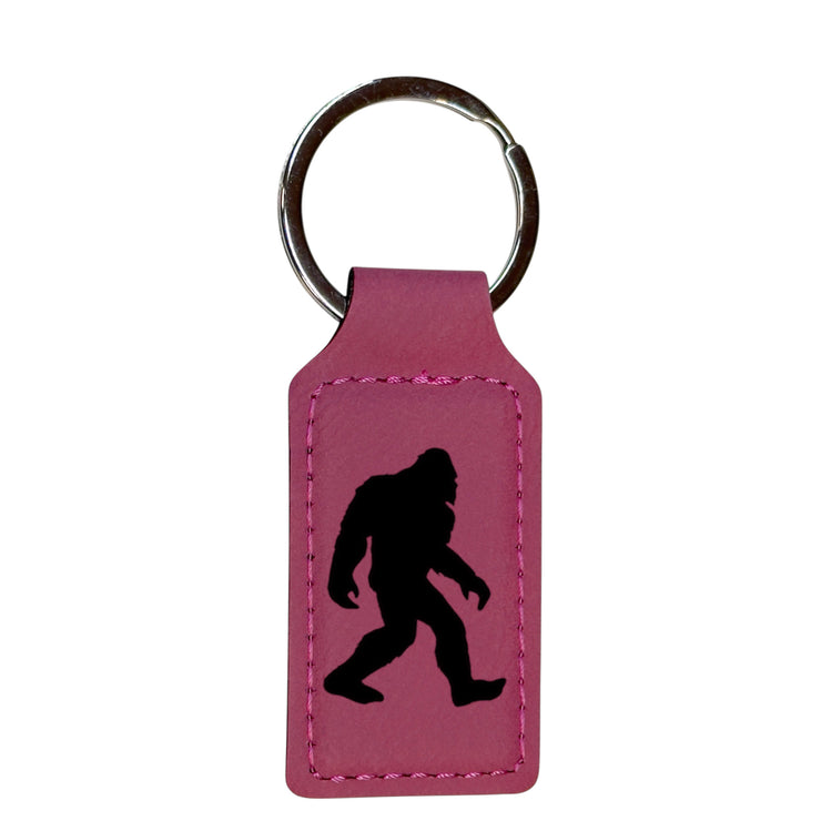 Keychain - Rectangle - Bigfoot Sasquatch - Leather