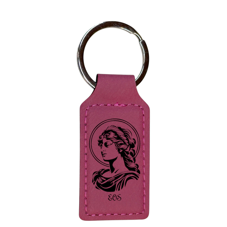 Keychain - Rectangle - Eos Goddess of Dawn - Leather