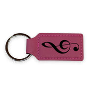 Keychain - Rectangle - Treble Clef Note - Leather