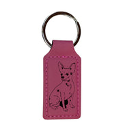 Keychain - Rectangle - Chihuahua Dog - Leather