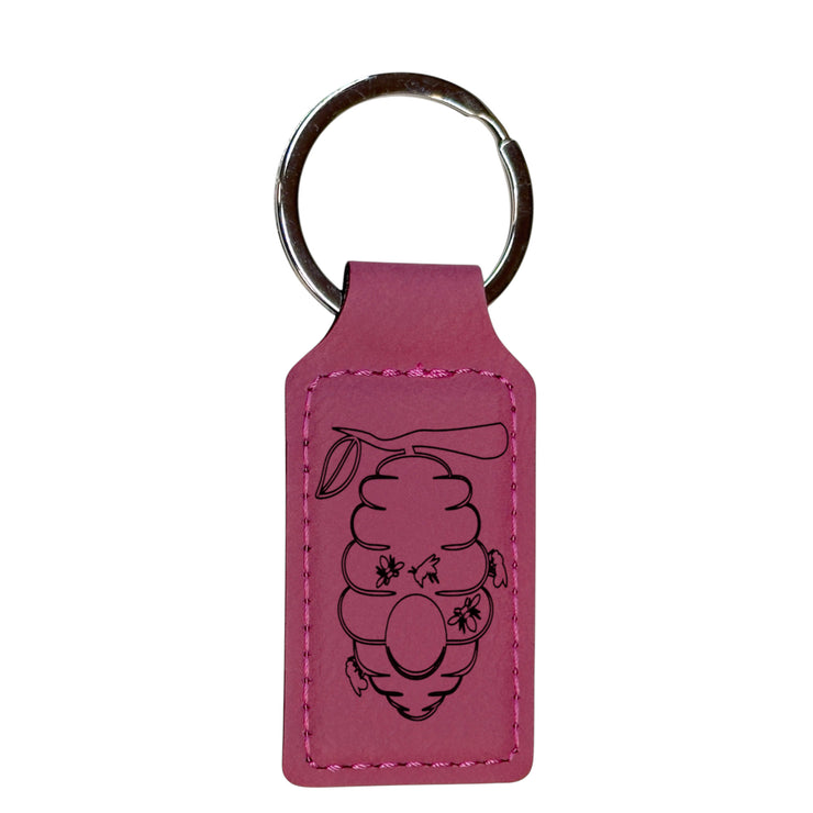 Keychain - Rectangle - Beehive - Leather