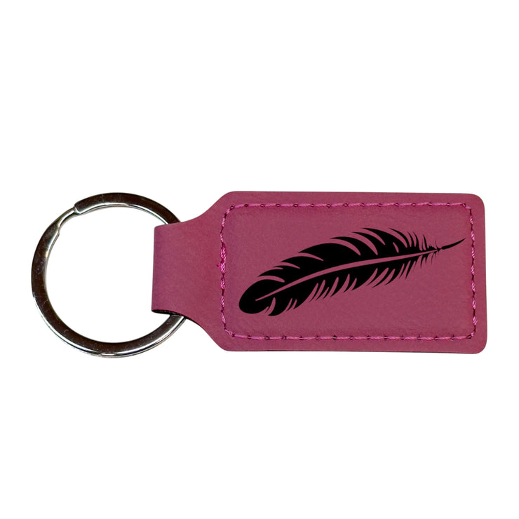 Keychain - Rectangle - Feather - Leather