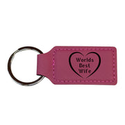 Keychain - Rectangle - Worlds Best Wife - Leather