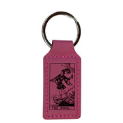 Keychain - Rectangle - The Fool Tarot Card - Leather