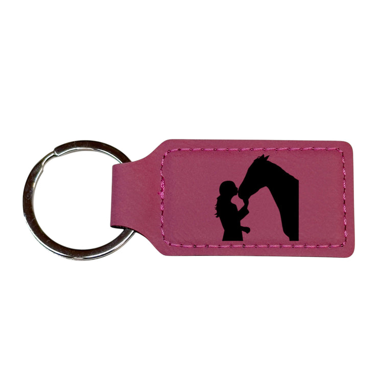 Keychain - Rectangle - Horse Girl - Leather