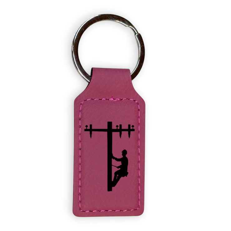 Keychain - Rectangle - Lineman - Leather