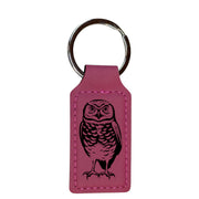 Keychain - Rectangle - Burrowing Owl - Leather