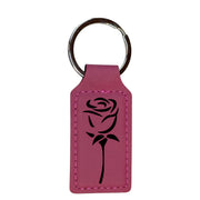 Keychain - Rectangle - Rose - Leather