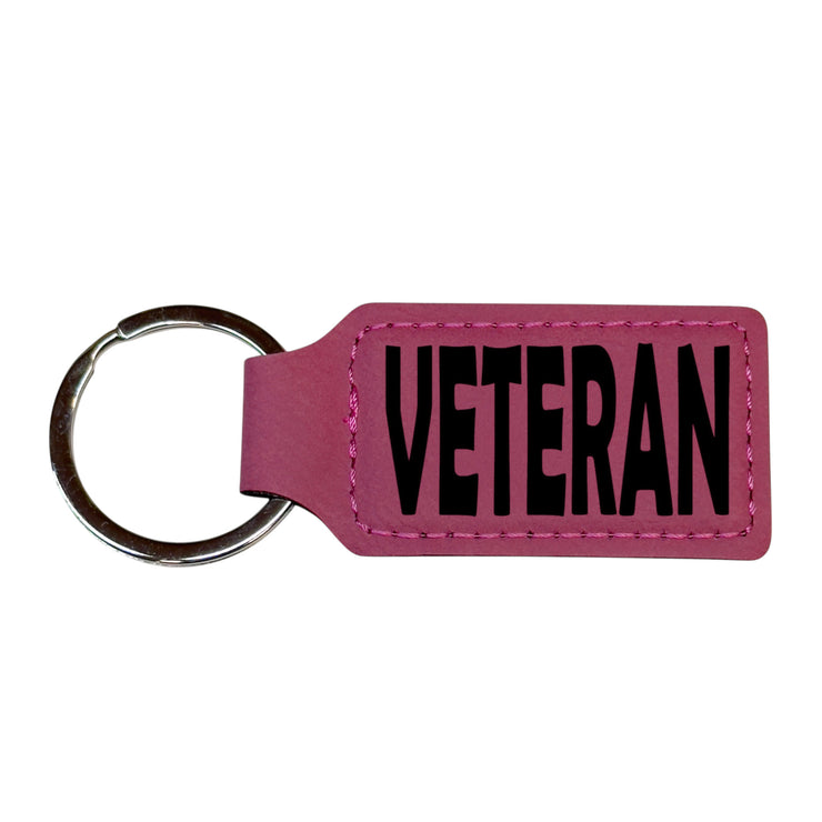 Keychain - Rectangle - Veteran - Leather